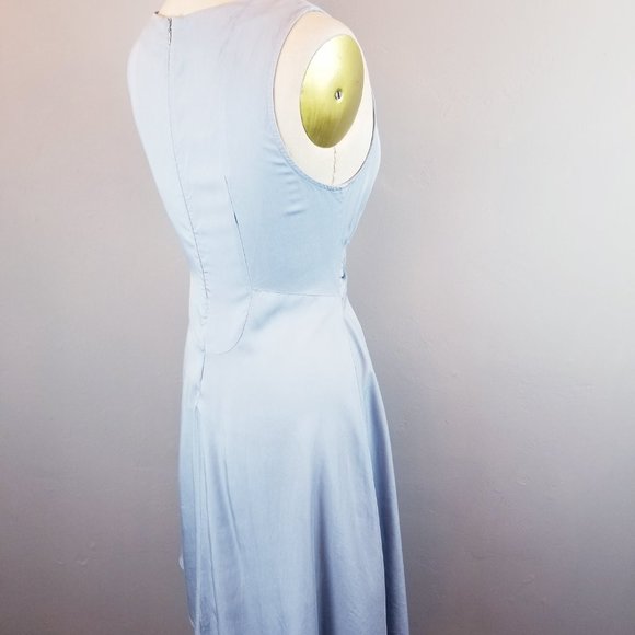 Zara Denim Couture Sky Blue Sleeveless Wrap Fit & Flare Dress Women's Size Small - Picture 6 of 9